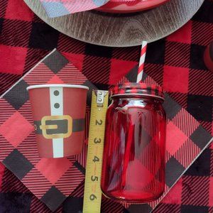 Children's Party set of 4 plates, 4 jar glasses, paper straws. So cute!